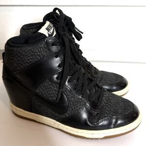 NIKE Dunk Sky Hi Essential Wedge Sneakers Black Shoes Size 6